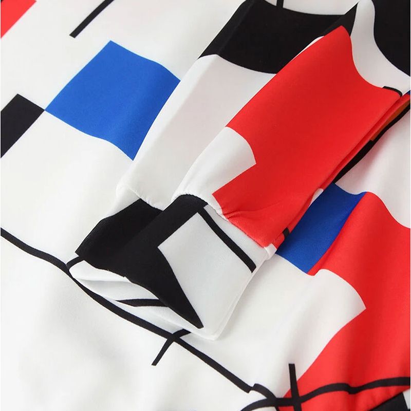 White Colorblock Printed